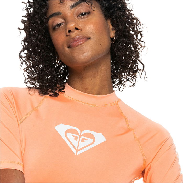 2023 Roxy Womens Whole Hearted Short Sleeve Rash Vest ERJWR03548 - Papaya Punch